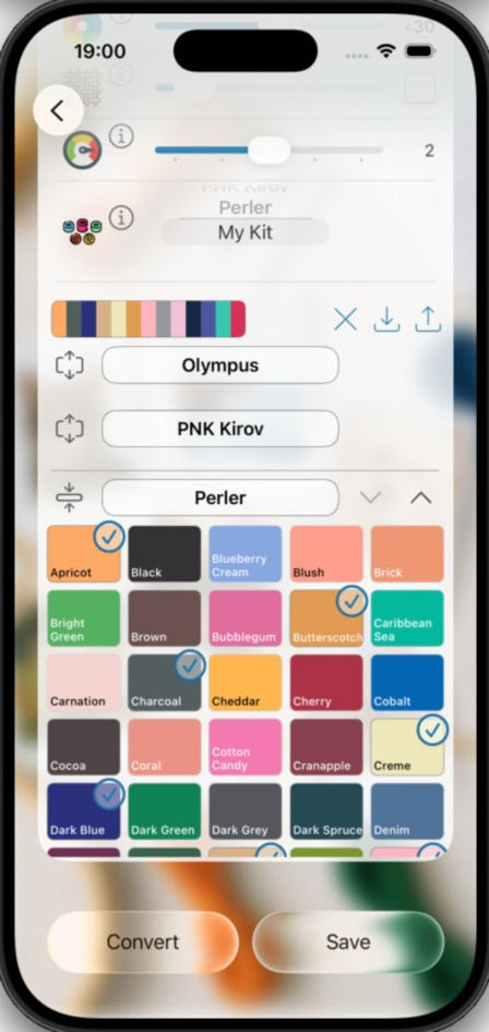 Custom material palette