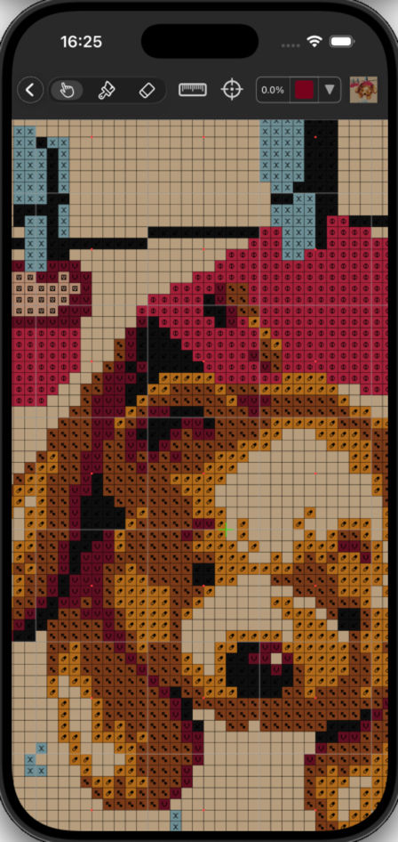 Dark theme embroidery editor